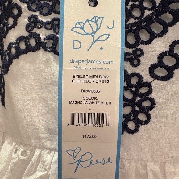 Draper James Eyelet Midi Bow Shoulder Dress - Picture 4 of 6